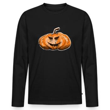 Pumpkin - Men's Premium Organic Long Sleeve Shirt - black - Front - Nico (187cm)