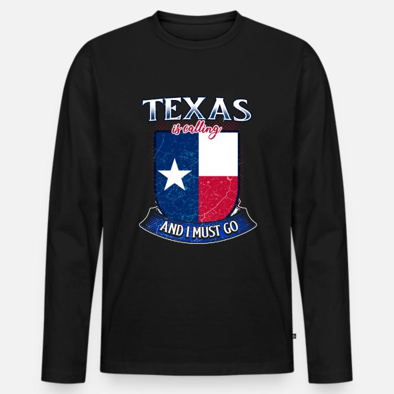 Texas - Männer Premium Bio Langarmshirt - Schwarz