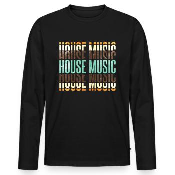 Musique House - T-shirt manches longues Premium bio Homme - noir - Devant - Nico (187cm)