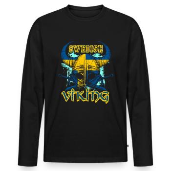 Swedish Viking - Men's Premium Organic Long Sleeve Shirt - black - Front - Nico (187cm)