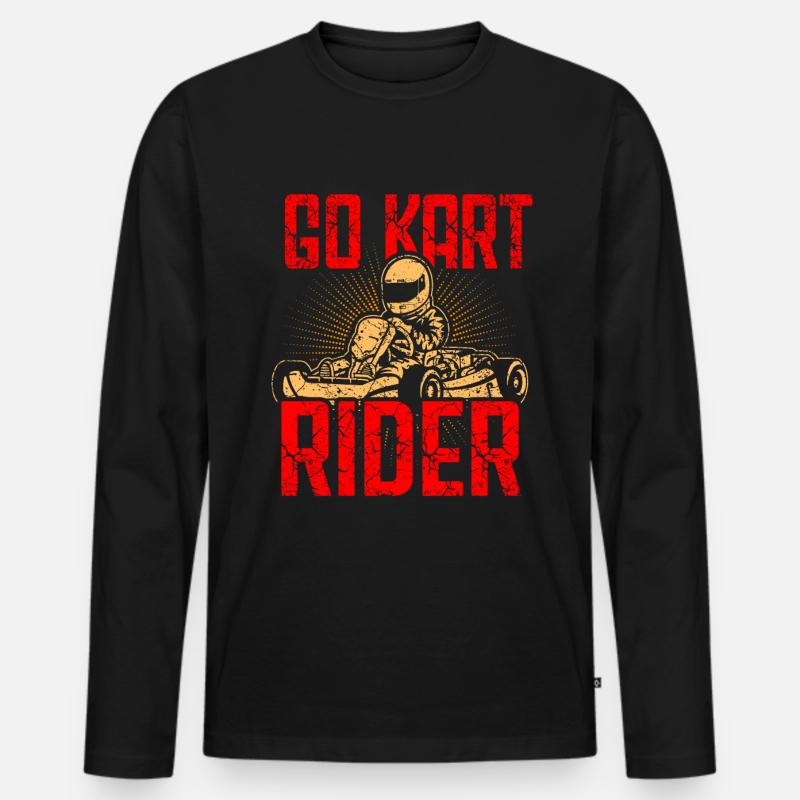 Gokart - Männer Premium Bio Langarmshirt - Schwarz