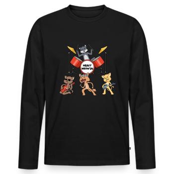 Cadeau Heavy Meowtal Heavy Metal - T-shirt manches longues Premium bio Homme - noir - Devant - Nico (187cm)