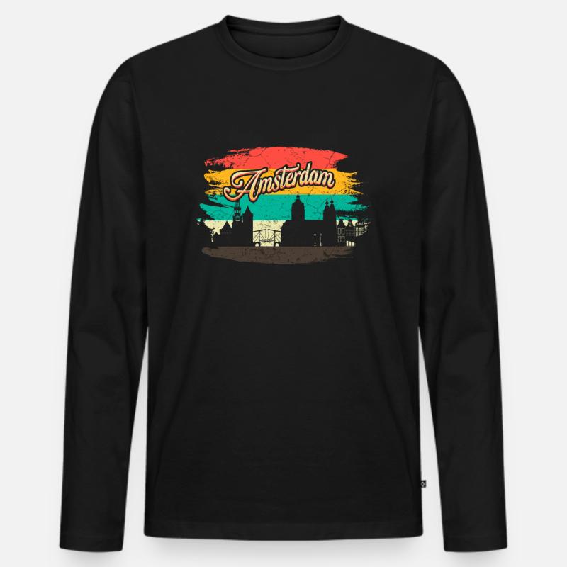 Amsterdam - Männer Premium Bio Langarmshirt - Schwarz