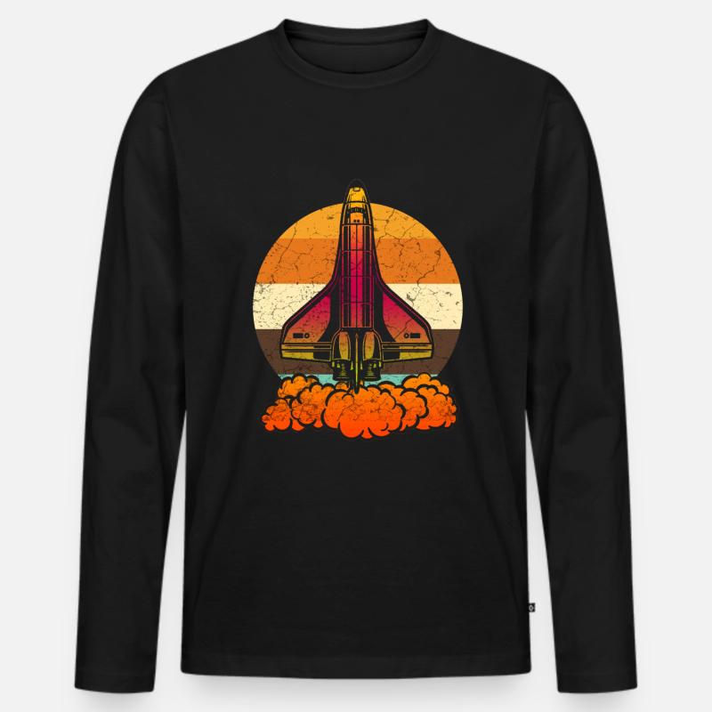 Space Shuttle - Männer Premium Bio Langarmshirt - Schwarz