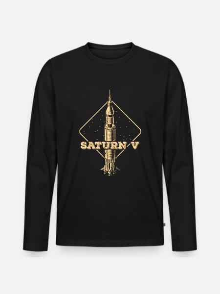 Saturn V Rakete - Männer Premium Bio Langarmshirt - Schwarz