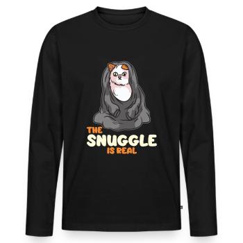 The Snuggle is a real cat in a blanket - Men's Premium Organic Long Sleeve Shirt - black - Front - Nico (187cm)