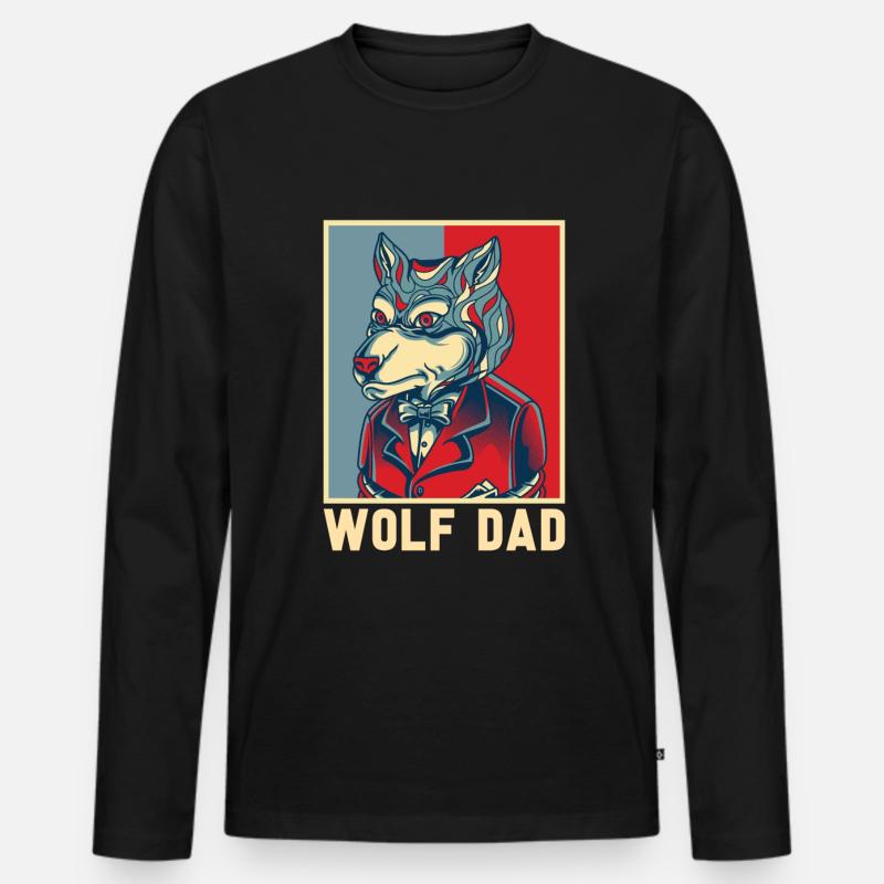 Wolf - Männer Premium Bio Langarmshirt - Schwarz