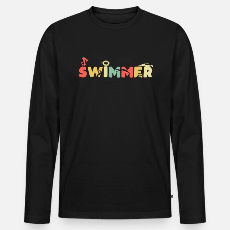 Schwimmen Schwimmer - Männer Premium Bio Langarmshirt - Schwarz