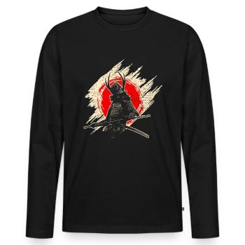 Samouraï - T-shirt manches longues Premium bio Homme - noir - Devant - Nico (187cm)