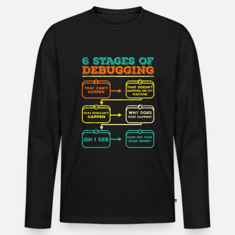 Débogage du code du programmeur Funny T-shirt manches longues Premium bio Homme
