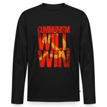 Le communisme triomphera - T-shirt manches longues Premium bio Homme - noir - Devant - Nico (187cm)