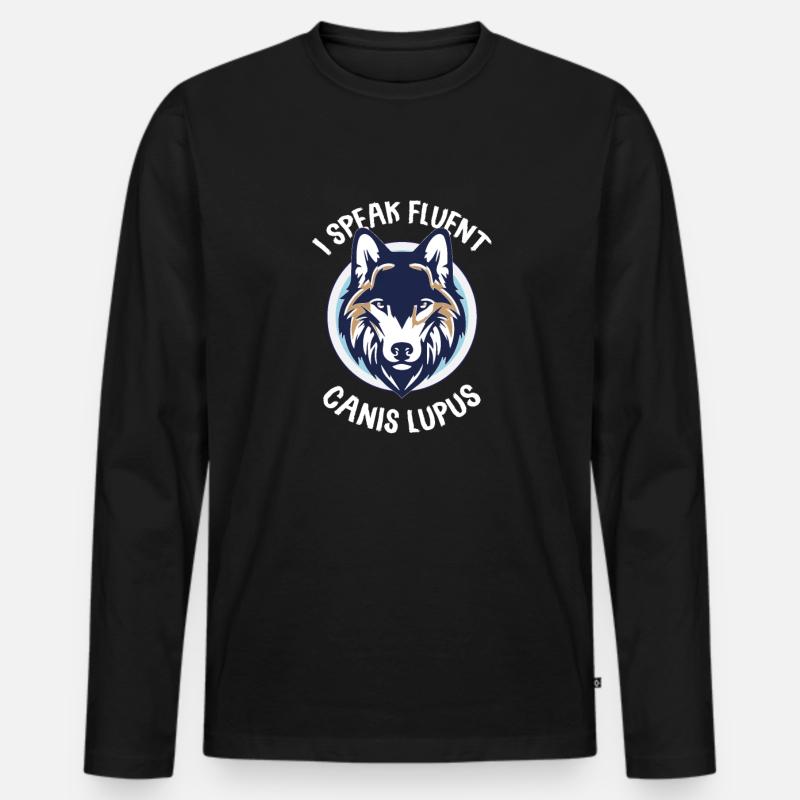 Wolf - Männer Premium Bio Langarmshirt - Schwarz