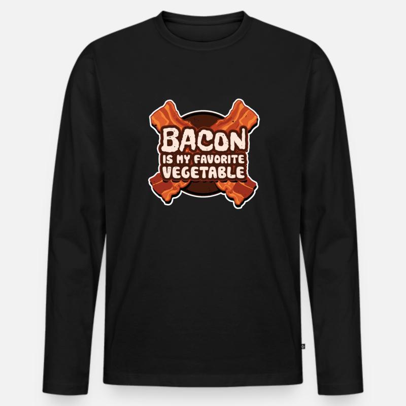 Bacon Speck Frühstück - Männer Premium Bio Langarmshirt - Schwarz