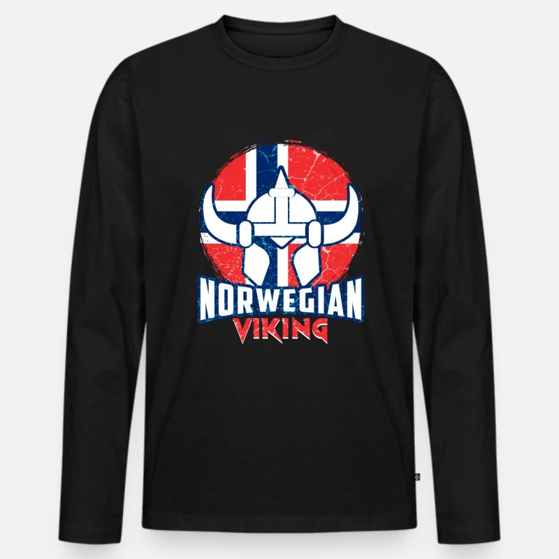 Norwegen Wikinger - Männer Premium Bio Langarmshirt - Schwarz