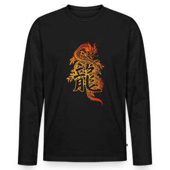 Dragon with Chinese characters - Men's Premium Organic Long Sleeve Shirt - black - Front - Nico (187cm)