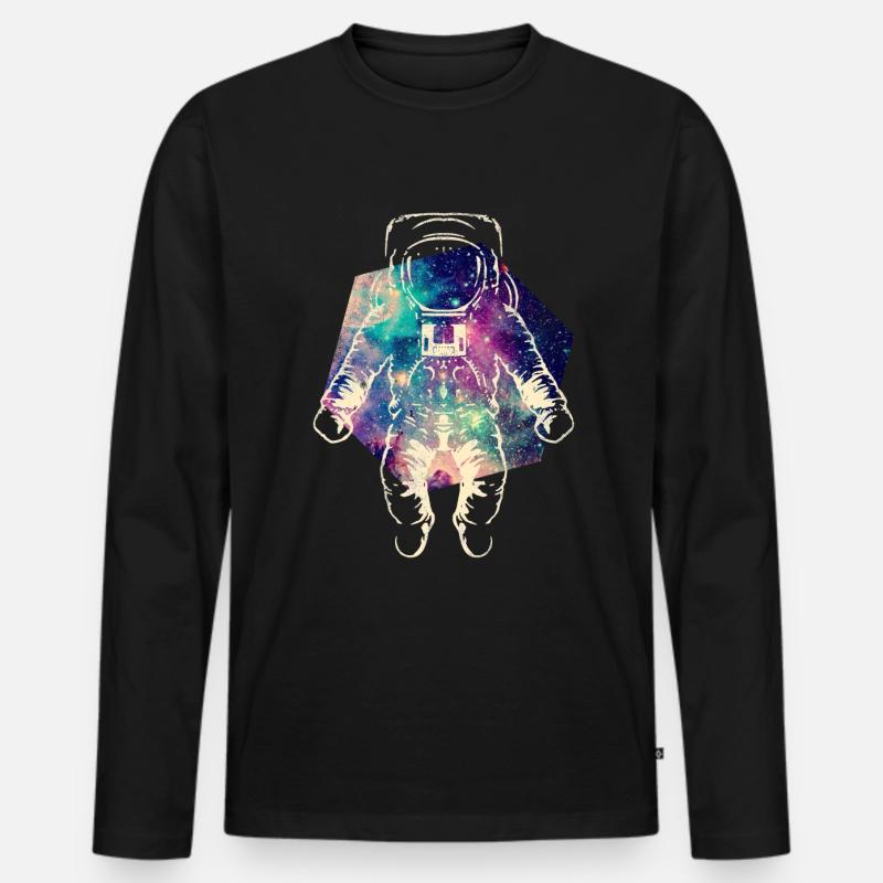 Astronaut im Weltraum - Männer Premium Bio Langarmshirt - Schwarz