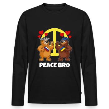 Peace Brother Russe Ukrainien Ours Frère Folk - T-shirt manches longues Premium bio Homme - noir - Devant - Nico (187cm)