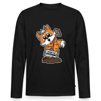 Smash the system anarchist Corgi - Men's Premium Organic Long Sleeve Shirt - black - Front - Nico (187cm)