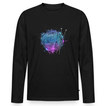 Knit - Men's Premium Organic Long Sleeve Shirt - black - Front - Nico (187cm)