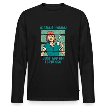 Café expresso - T-shirt manches longues Premium bio Homme - noir - Devant - Nico (187cm)