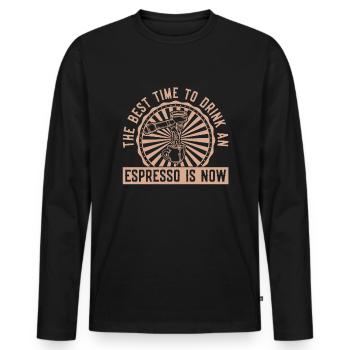 Café expresso - T-shirt manches longues Premium bio Homme - noir - Devant - Nico (187cm)
