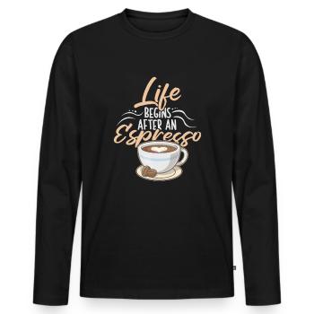 Café expresso - T-shirt manches longues Premium bio Homme - noir - Devant - Nico (187cm)