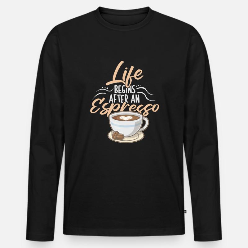 Espresso Kaffee - Männer Premium Bio Langarmshirt - Schwarz