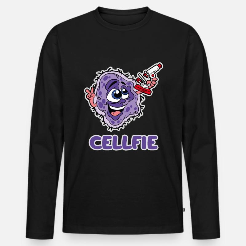 Cellfie - Männer Premium Bio Langarmshirt - Schwarz