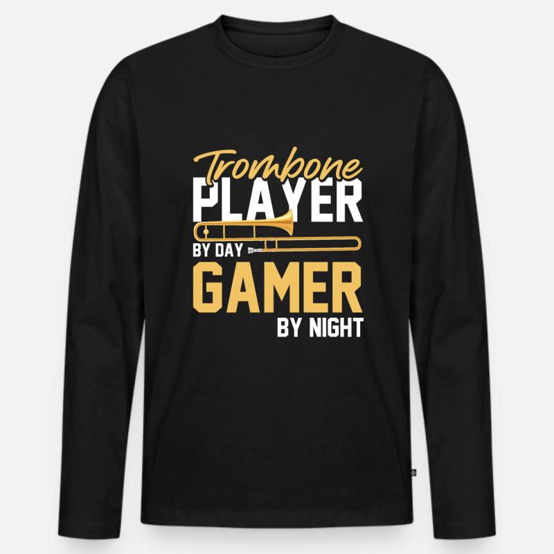 Posaune - Männer Premium Bio Langarmshirt - Schwarz