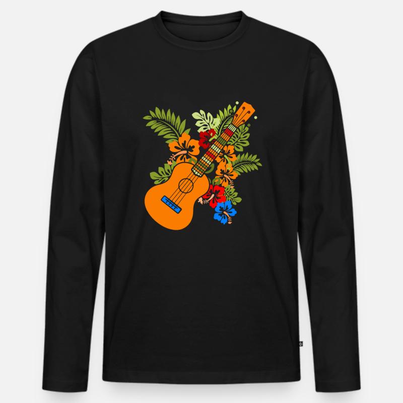 Ukulele - Männer Premium Bio Langarmshirt - Schwarz