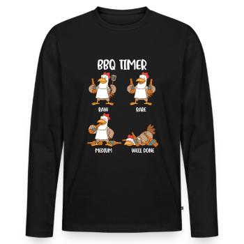 BBQ Timer BBQ Cadeau - T-shirt manches longues Premium bio Homme - noir - Devant - Nico (187cm)