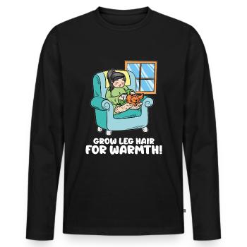 Grow Leg Hair for Warm Hairy Feminist - Men's Premium Organic Long Sleeve Shirt - black - Front - Nico (187cm)