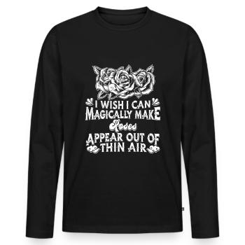Rose Roses Rose Garden Jardinier - T-shirt manches longues Premium bio Homme - noir - Devant - Nico (187cm)