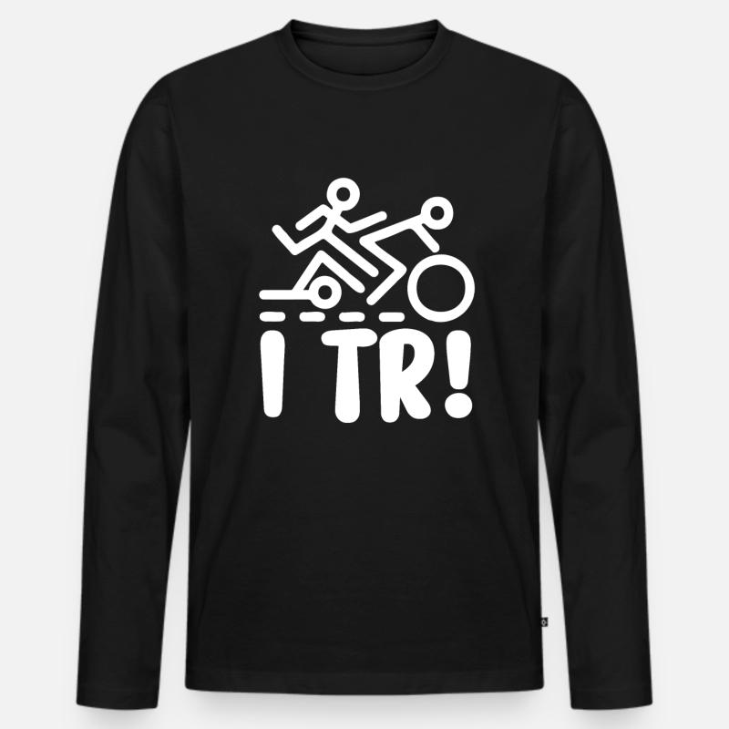 Triathlon - Männer Premium Bio Langarmshirt - Schwarz