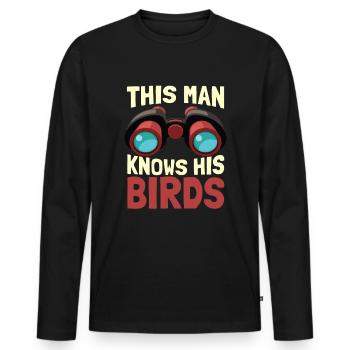 Ornithologues ornithologue ornithologues ornithologiques - T-shirt manches longues Premium bio Homme - noir - Devant - Nico (187cm)