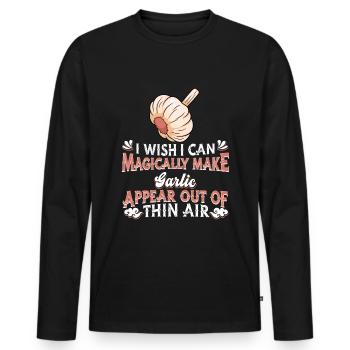Garlic Spice Knobi Knofi - Men's Premium Organic Long Sleeve Shirt - black - Front - Nico (187cm)