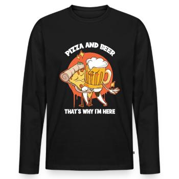 Beer And Pizza Pizza Gift - Men's Premium Organic Long Sleeve Shirt - black - Front - Nico (187cm)