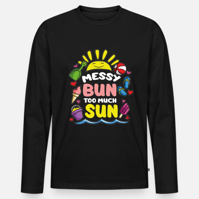 Messy Bun Zu viel Sonne - Männer Premium Bio Langarmshirt - Schwarz