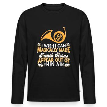 French Horn Horn player - Men's Premium Organic Long Sleeve Shirt - black - Front - Nico (187cm)