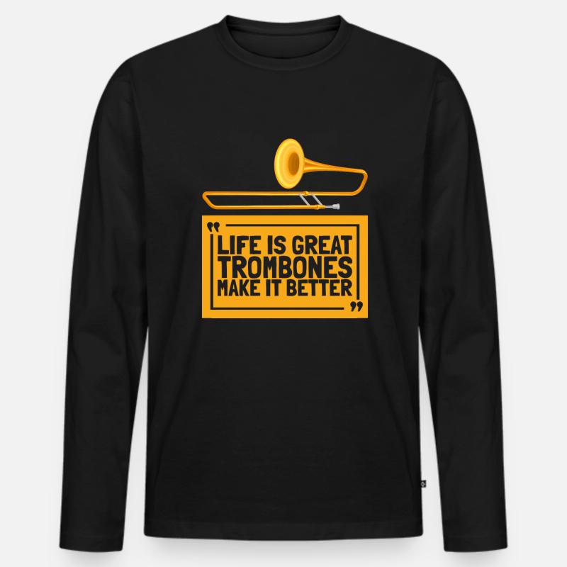 Posaune - Männer Premium Bio Langarmshirt - Schwarz