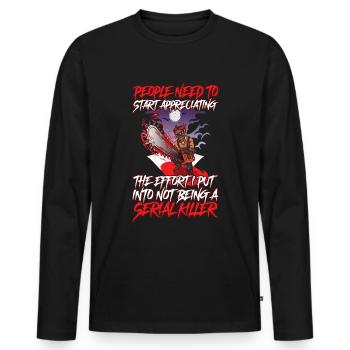 Not Being A Killer Crime Series Gift - Men's Premium Organic Long Sleeve Shirt - black - Front - Nico (187cm)
