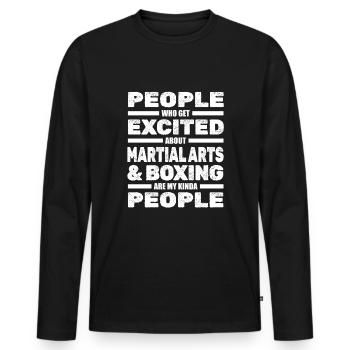 Muay Thai Boxe Thaiboxen Boxer - T-shirt manches longues Premium bio Homme - noir - Devant - Nico (187cm)