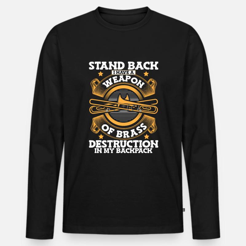 Posaune - Männer Premium Bio Langarmshirt - Schwarz