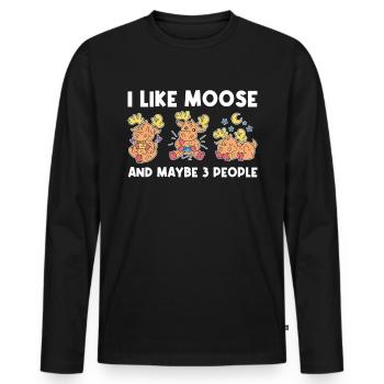 I Like Moose And Maybe 3 People Moose Gift - Men's Premium Organic Long Sleeve Shirt - black - Front - Nico (187cm)