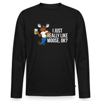 I Just Really Like Moose Ok Moose Gift - Men's Premium Organic Long Sleeve Shirt - black - Front - Nico (187cm)