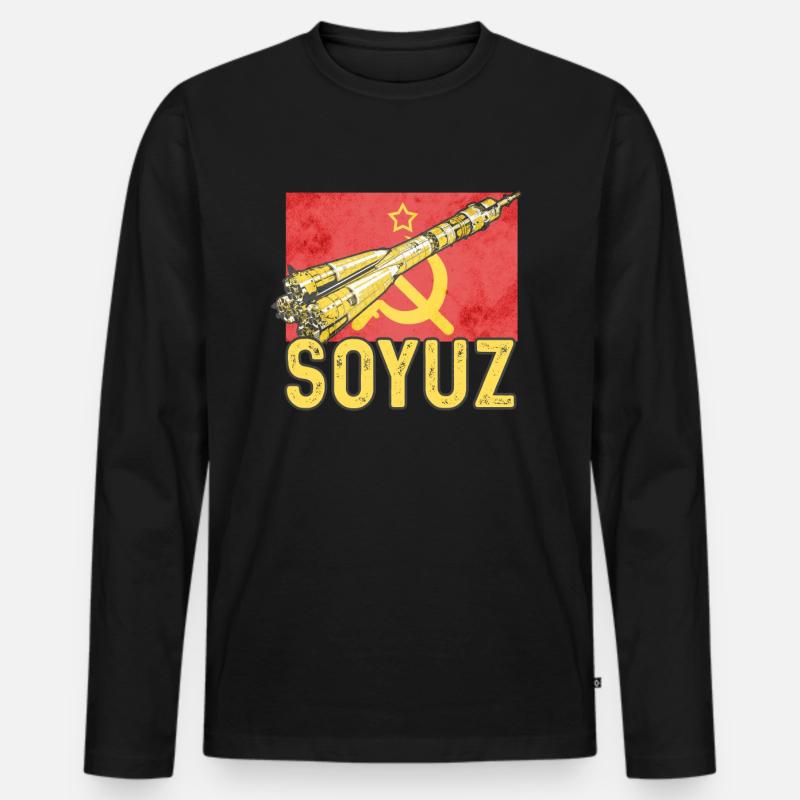 Sojus Rakete - Männer Premium Bio Langarmshirt - Schwarz