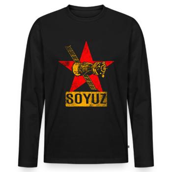 Sojus Raumschiff Sowjetunion - Männer Premium Bio Langarmshirt - Schwarz - Vorne - Nico (187cm)