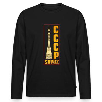 Soyouz - Missile soviétique - T-shirt manches longues Premium bio Homme - noir - Devant - Nico (187cm)