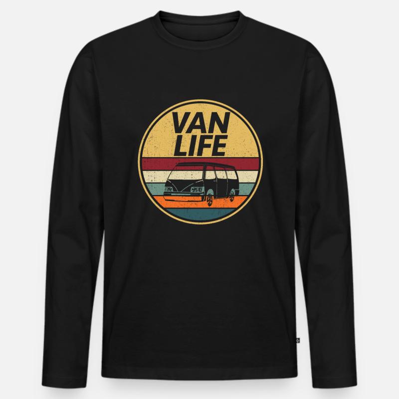 Camper Bus Caravan Camper Bus - Männer Premium Bio Langarmshirt - Schwarz