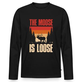 The Moose Is Loose Moose Gift - Men's Premium Organic Long Sleeve Shirt - black - Front - Nico (187cm)